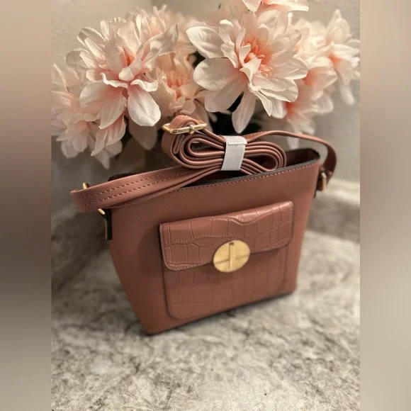 NWOT Muave Pink Croc Detail Crossbody - Picture 11 of 16